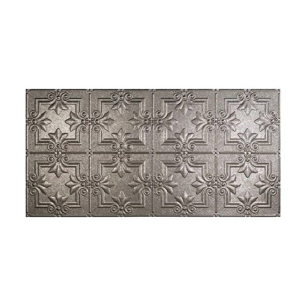 Fasade Regalia 2 ft. x 4 ft. Glue Up PVC Ceiling Tile in Galvanized Steel