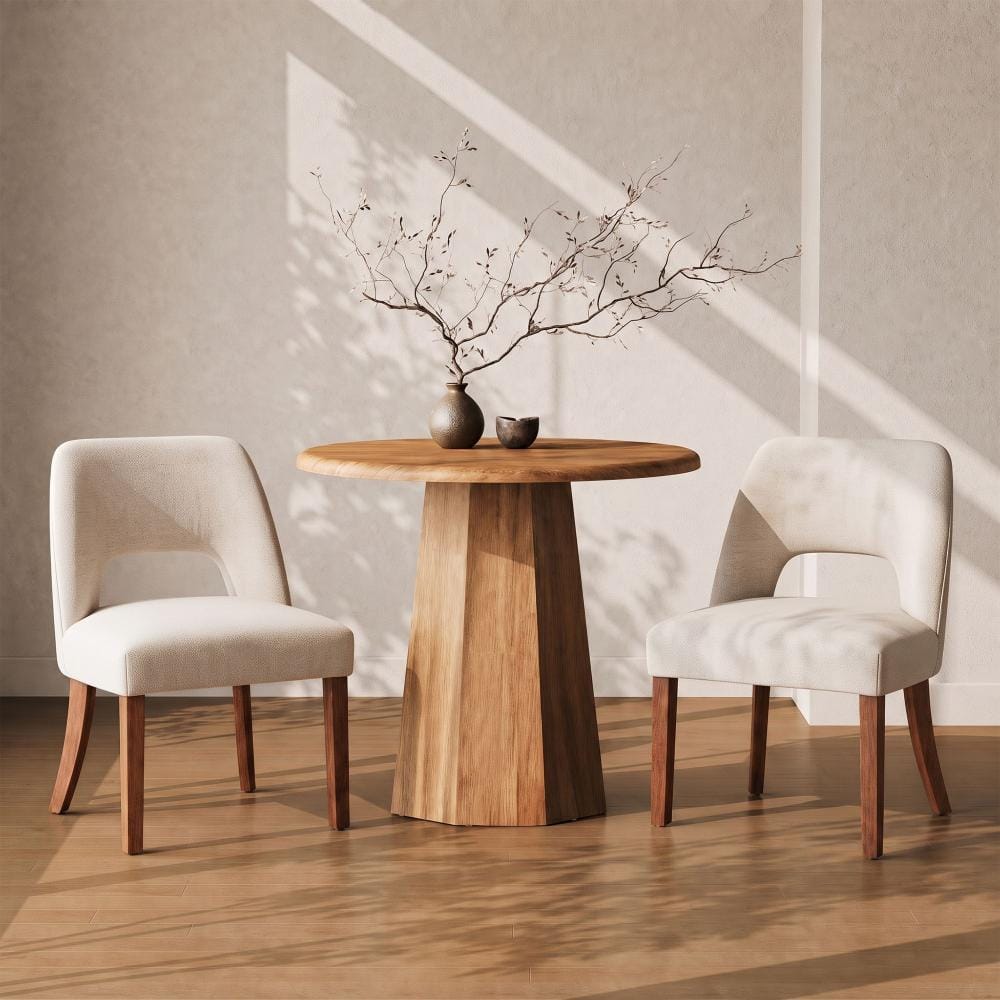 Vknow Linen Dining Chair With Walnut Solid Wood Legs (Set of 2) VK-007 ...