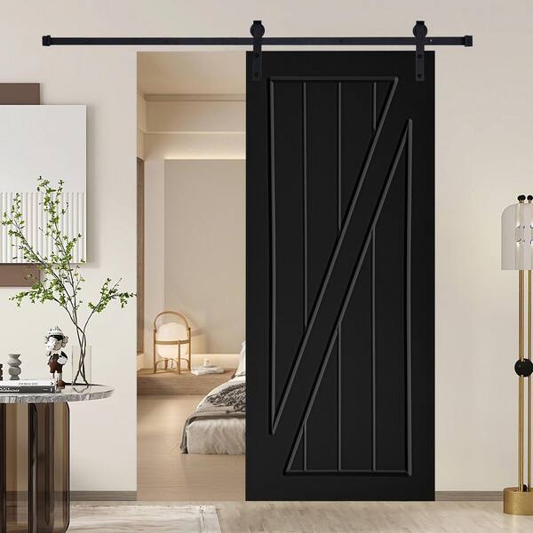 tropical  フランス語　黒枠　インクド① AIOPOP HOME Modern Z Frame 21 in. x 80 in. MDF Black Barn Sliding