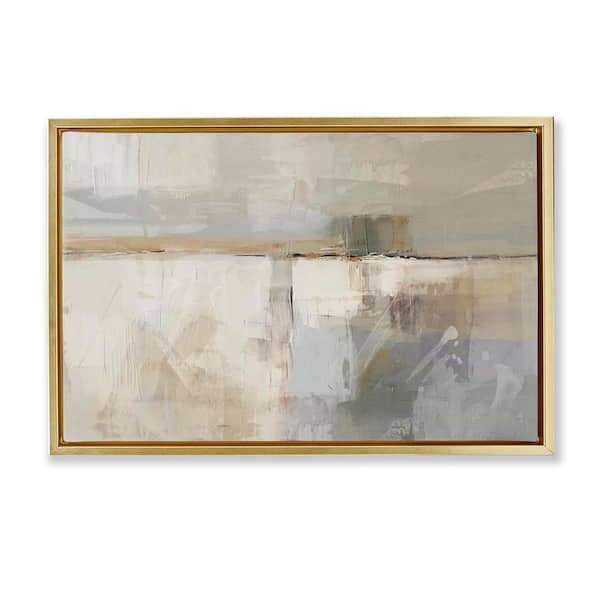 Shimmering Meadow Abstract by Nina Blue Gold Floater Frame Abstract Graphic Art Print 21 in. x 31 in.