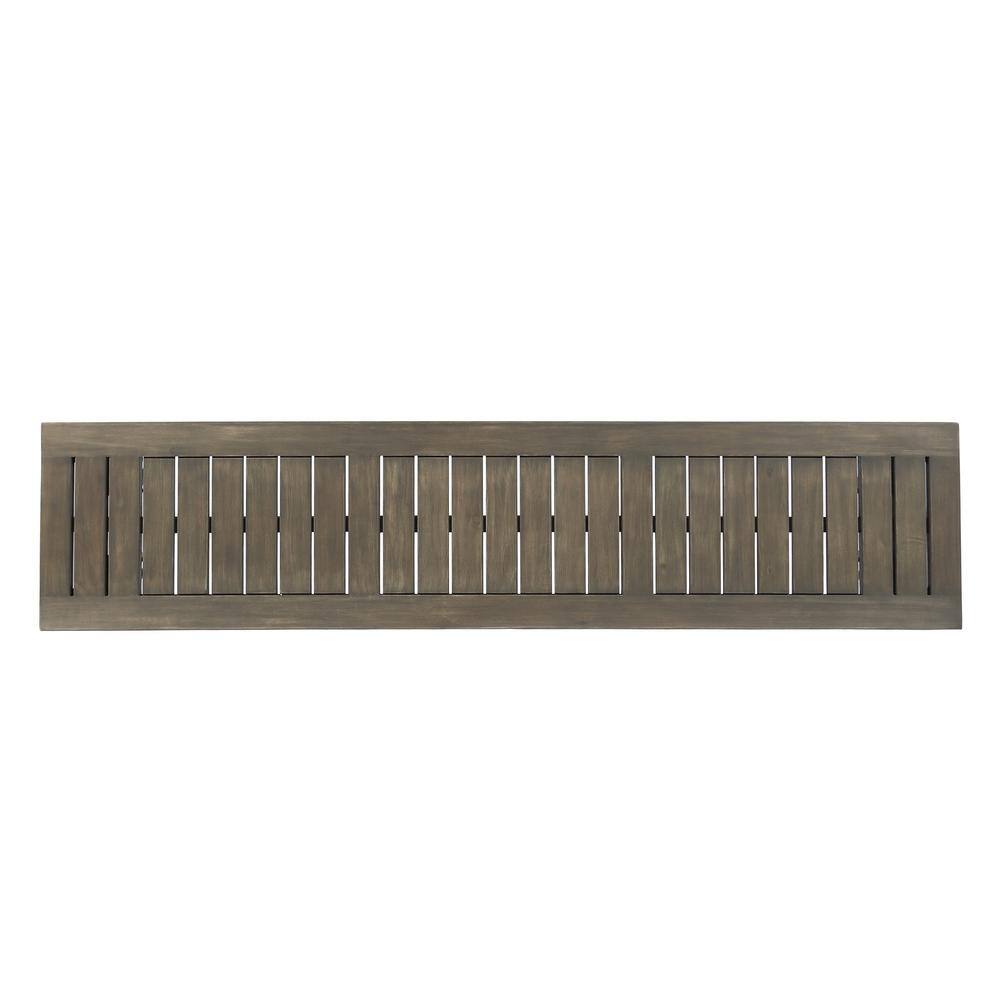 Gray Acacia Wood and Metal Outdoor Bench with Hairpin Legs