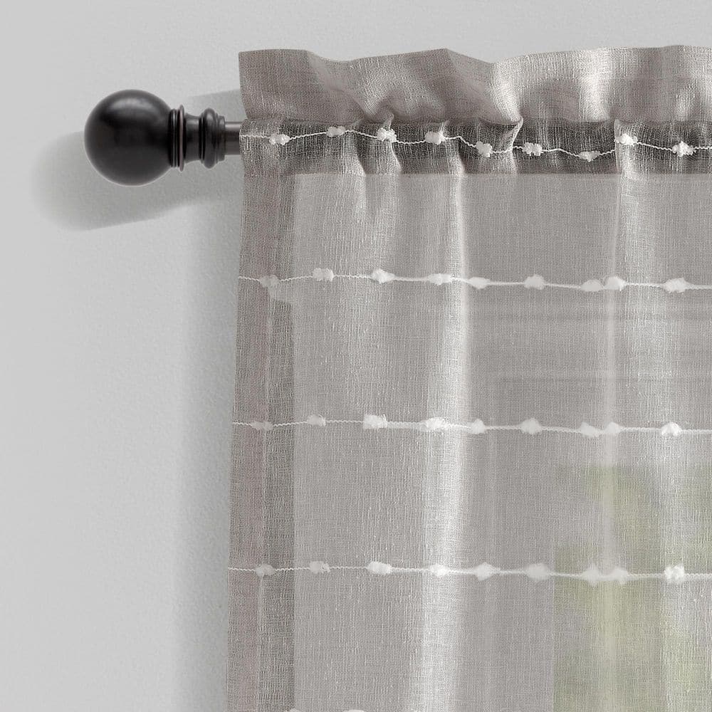 Gray Textured Sheer Rod Pocket Valance, 52"W x 18"L