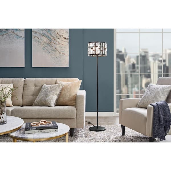 Kristella 57 in. Black Crystal Standard Floor Lamp
