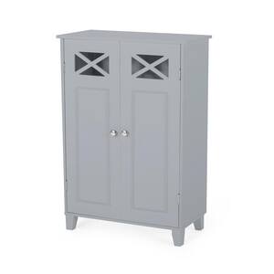 24 in. W x 13 in. D x 35 in. H Gray Freestanding Linen Cabinet with 2-Doors and Adjustable Shleves