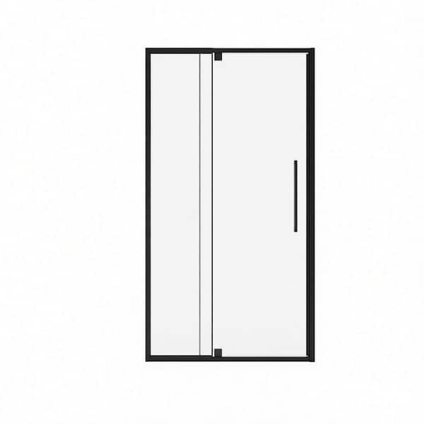 56 in.-60 in. W x 72 in. H Semi-Frameless Pivot Shower Door in Matte Black with Tempered Glass with Adjustable &