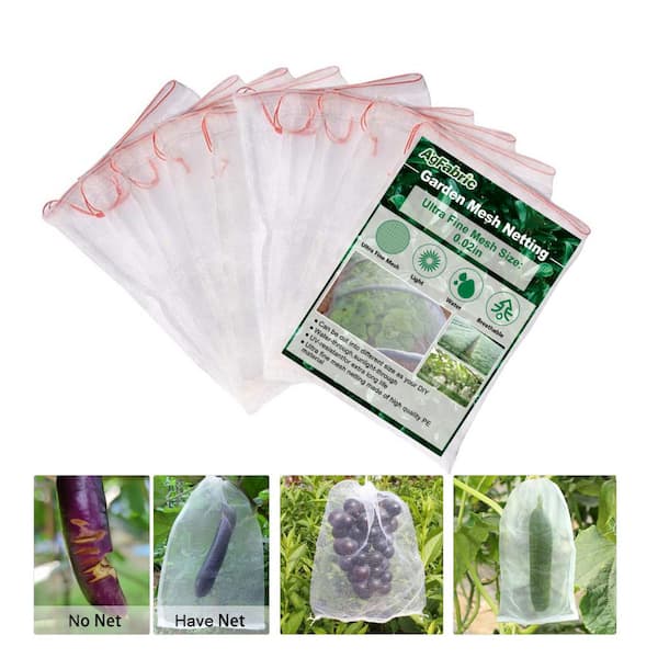 12 in. D x 8 in. H Outdoor Insect Barrier Bag with Rope Biological Pest Control for Bird Lawn Insect, White, (10-Piece)