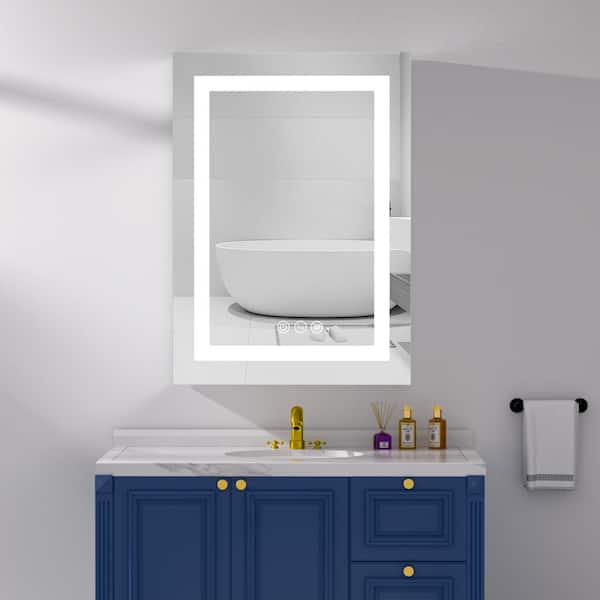 HBEZON Minewa 20 in. W x 28 in. H Rectangular Aluminum Antifogging LED