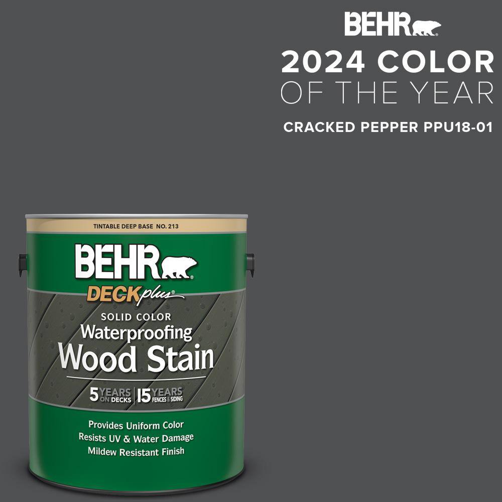 1 gal. #PPU18-01 Cracked Pepper Solid Color Waterproofing Exterior Wood Sta