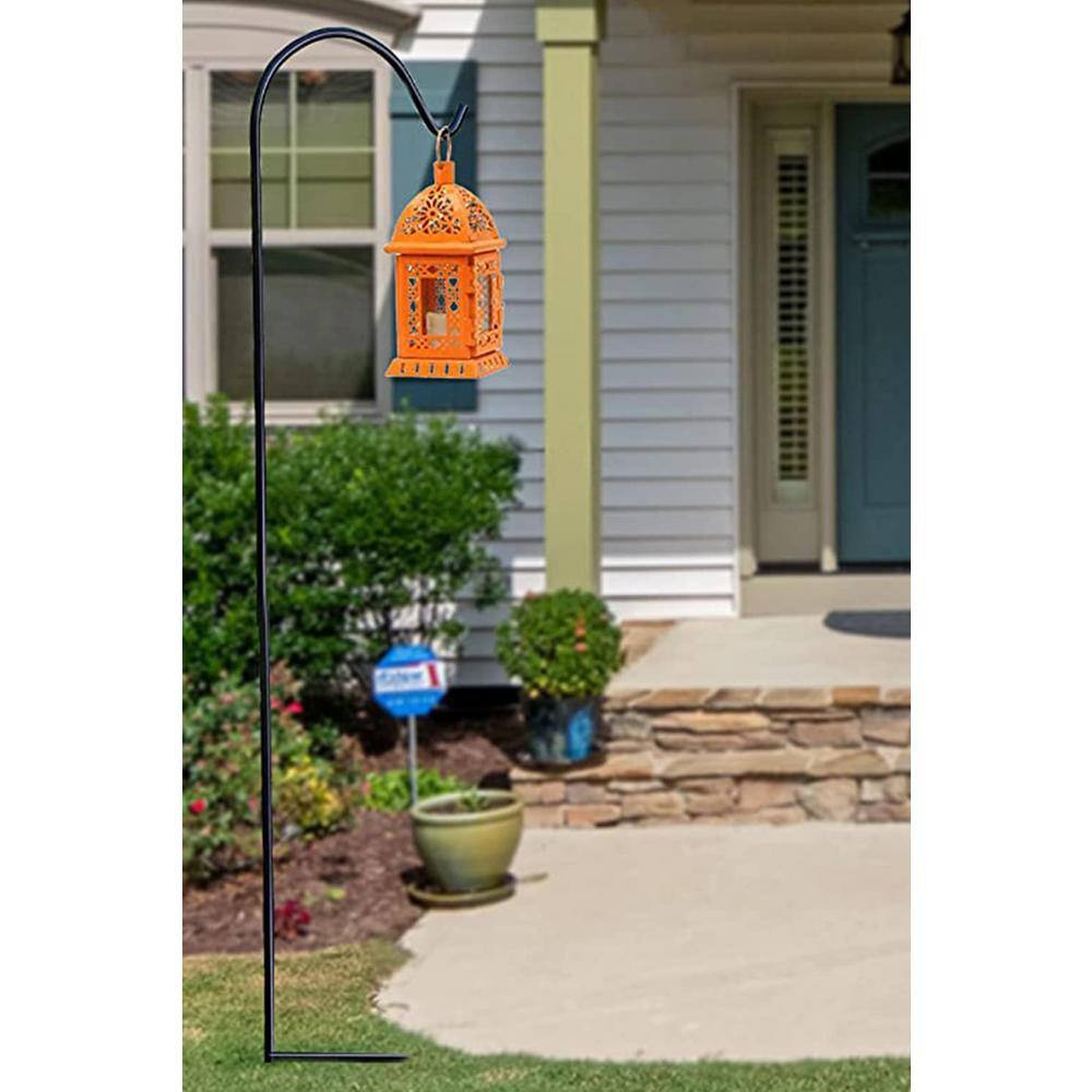 92-Inch Black Solid Metal Outdoor Shepherd Hooks (2 Pack)