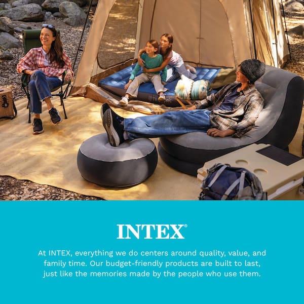 Intex Twin Size Inflatable Chair with Ottoman in Black and Grey