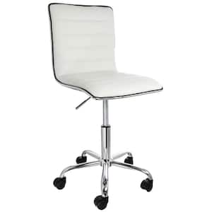 Faux Leather Adjustable Height Rolling Office Chair in White