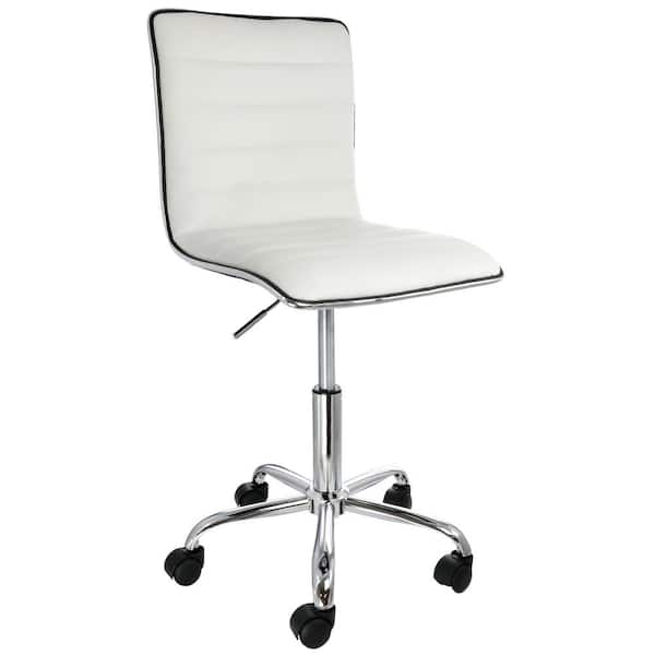 Elama Faux Leather Adjustable Height Rolling Office Chair in White
