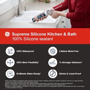 Supreme Silicone Caulk 10.1 oz Kitchen and Bath Sealant Almond