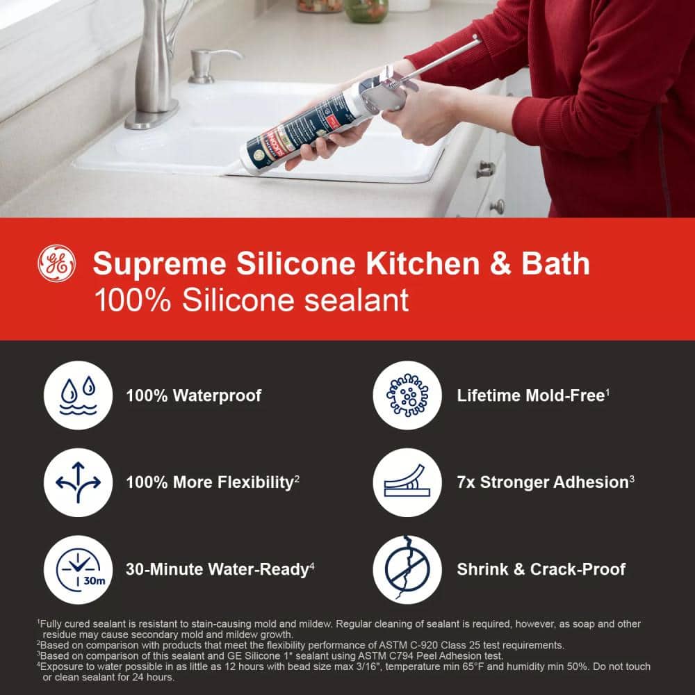 Supreme Silicone 10.1-oz White Kitchen and Bath Sealant Caulk