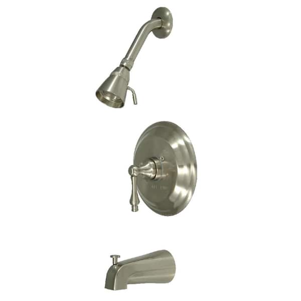 Kingston Brass Restoration Single Handle 1-Spray Tub and Shower Faucet 2 GPM with Corrosion Resistant in. Brushed Nickel