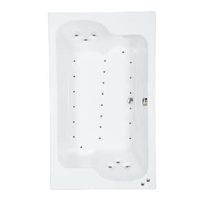 72 in. x 43 in. Acrylic Rectangular Alcove Air Bathtub with Center Drain in Bone