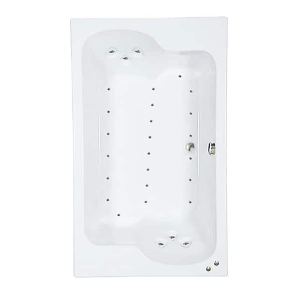 Comfortflo 72 in. x 43 in. Acrylic Rectangular Drop-in Air Bathtub with Center Drain in Bone