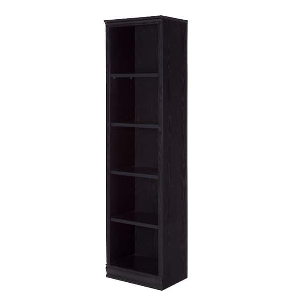 South Shore 71.5 in. Black Oak Faux Wood 5-shelf Standard Bookcase with Adjustable Shelves