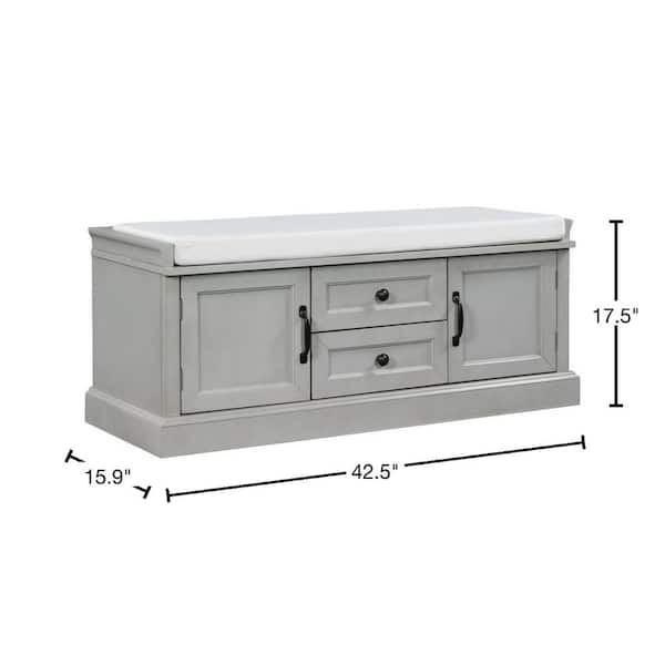 GZMR Storage Bench with 2 Drawers and 2 Cabinets Modern Navy Blue Storage Bench with Storage 42.5-in x 15.1-in x 17.5-in