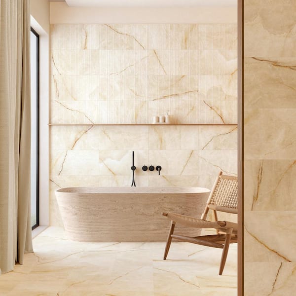 Spanish Solario Gold 12 in. x 24 in. Matte Marble Look Porcelain Floor and Wall Tile (5-Pieces, 10.76 sq. ft./Case)