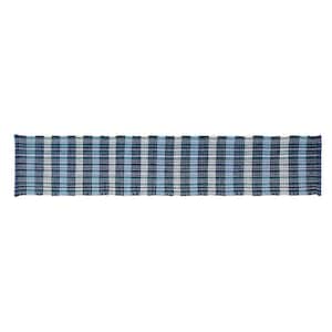 Cottage Plaid Woven Blue Cotton Table Runner