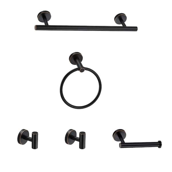 5-Piece Bath Hardware Set 16 in. with Mounting Hardware in Oil Rubbed Bronze