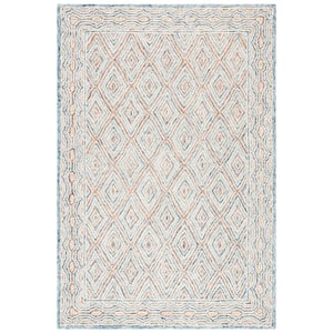 Capri Blue/Rust 4 ft. x 6 ft. Border Diamond Area Rug