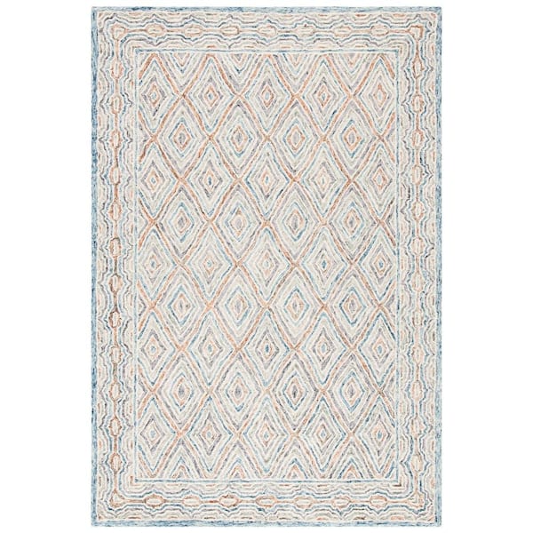 SAFAVIEH Capri Blue/Rust 4 ft. x 6 ft. Border Diamond Area Rug