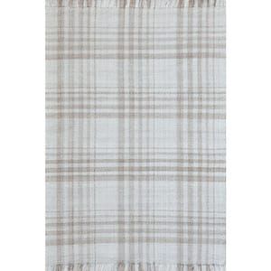 Titus 5 ft. X 8 ft. Taupe/Ivory Plaid Indoor Area Rug