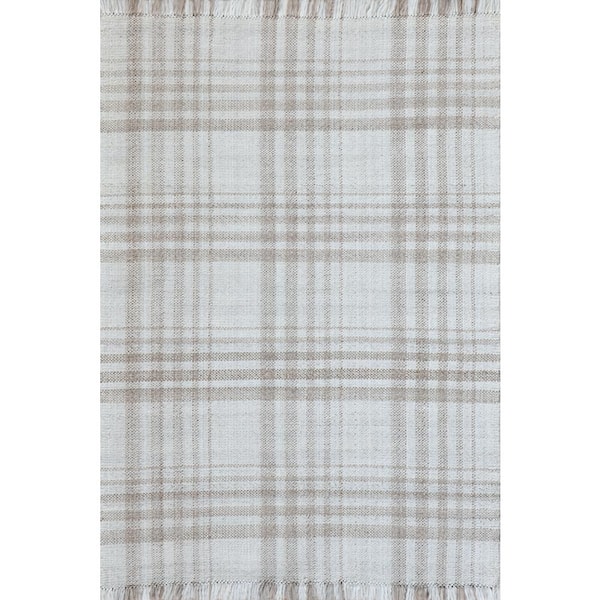 Titus 8 ft. X 10 ft. Taupe/Ivory Plaid Indoor Area Rug