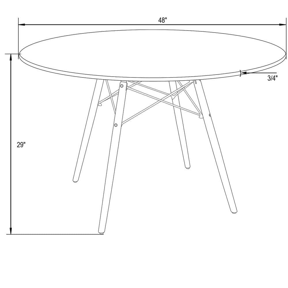 Mid-Century Modern Dover Round Dining Table with Glass Top and Wooden Eiffel Base