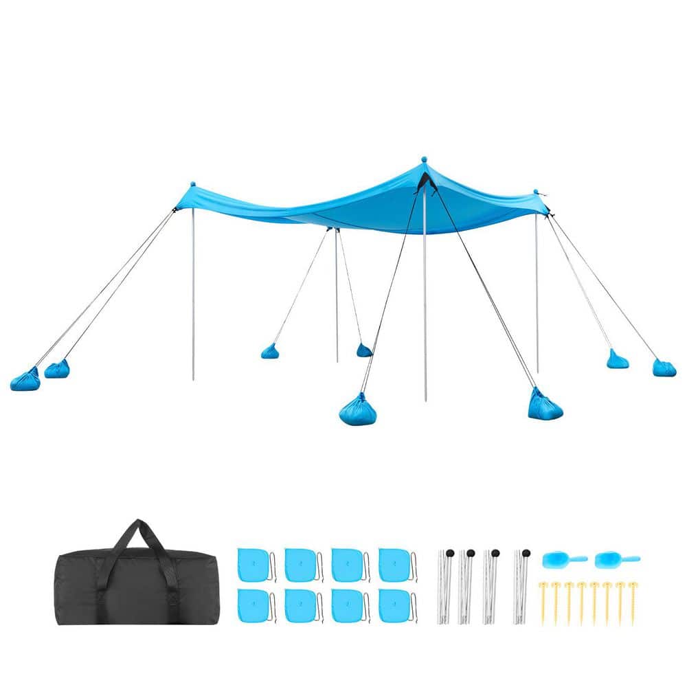 10 ft. x 10 ft. Blue Beach Tent Shelter, UPF50+ Protection, Pop Up Beach Canopy with 8 Sandbags, Shovel & Portable Shade price history on PriceWatchPro