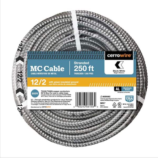 Cerrowire 250 ft. 12/2 Stranded Copper MC (Metal Clad) Aluminum Armor Cable