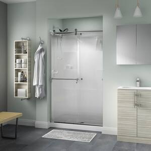 Delta Contemporary 60 in. x 71 in. Frameless Sliding Shower Door in Chrome  with 1/4 in. Tempered Rain Glass 2439110 - The Home Depot