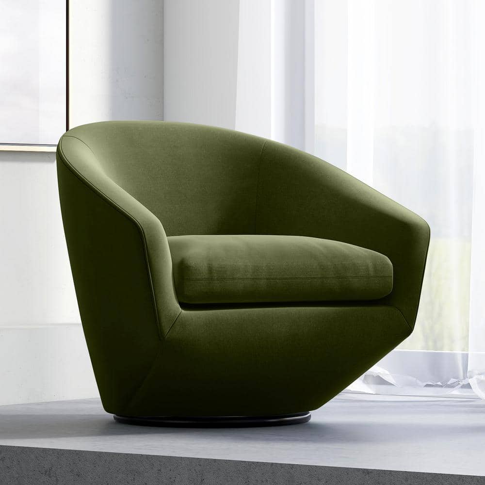 Spruce & Spring Elowen Olive Velvet Fabric Swivel Arm Chair with