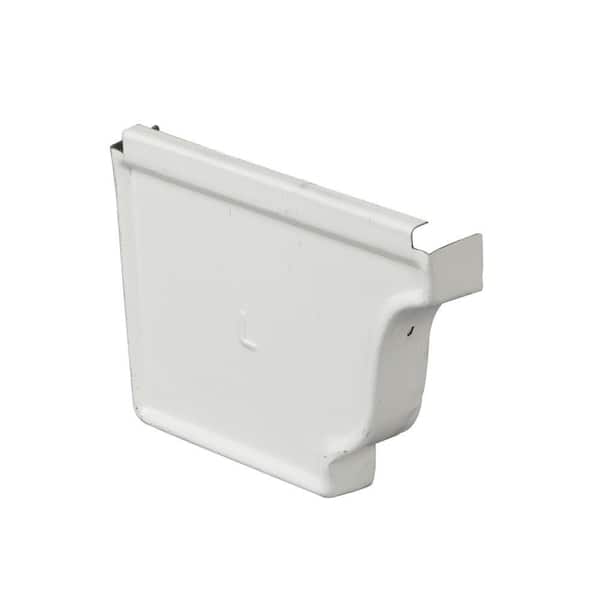 Amerimax Home Products 5 in. High Gloss 80 Degree White Aluminum K-Style Left End Cap