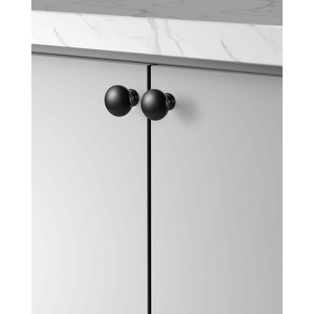 Alpha Series 1-inch Matte Black Round Cabinet Knob (20-Pack)