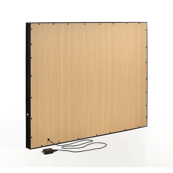 Black 35.3 in. W x 29 in. H Glam Rectangle Wood Framed Mirror Wall Mirror Wall Decor Mirror