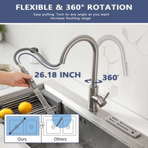Amuring Single Handle Pull Out Sprayer Kitchen Faucet with cUPC Certification in Brushed Nickel