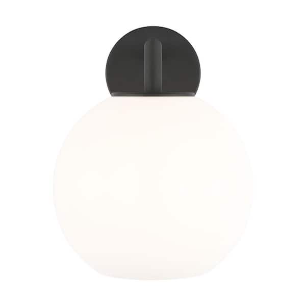 Generation Lighting - Toca 9.75 in. W x 12 in. H Textured Black Outdoor Hardwired Dimmable Medium Wall Lantern Sconce with No Bulbs Included