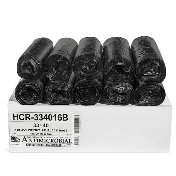 Aluf Plastics 33 Gal. 16 mic (eq) 33 in. x 40 in. Black Equivalent Value Trash Garbage Bags (250-Count)