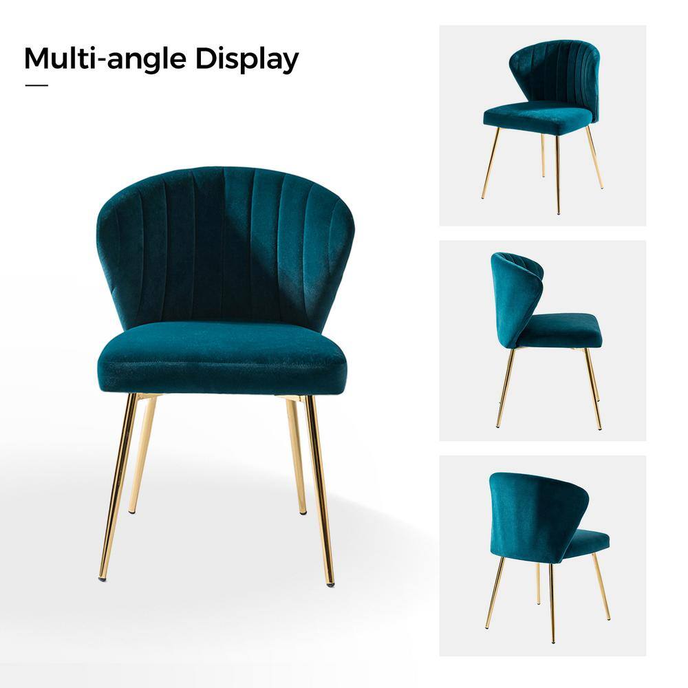 Teal Velvet Wingback Accent Chair with Gold Metal Legs
