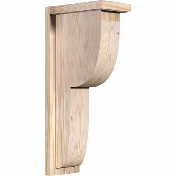 Ekena Millwork 5-1/2 in. x 10 in. x 22 in. Douglas Fir Crestline Smooth Corbel with Backplate