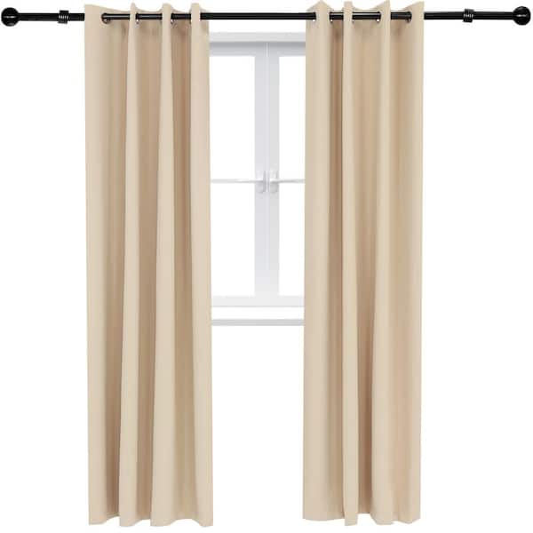 Sunnydaze 2 Indoor/Outdoor Blackout Curtain Panels with Grommet Top - 52 x 96 in (1.32 x 2.43 m) - Beige