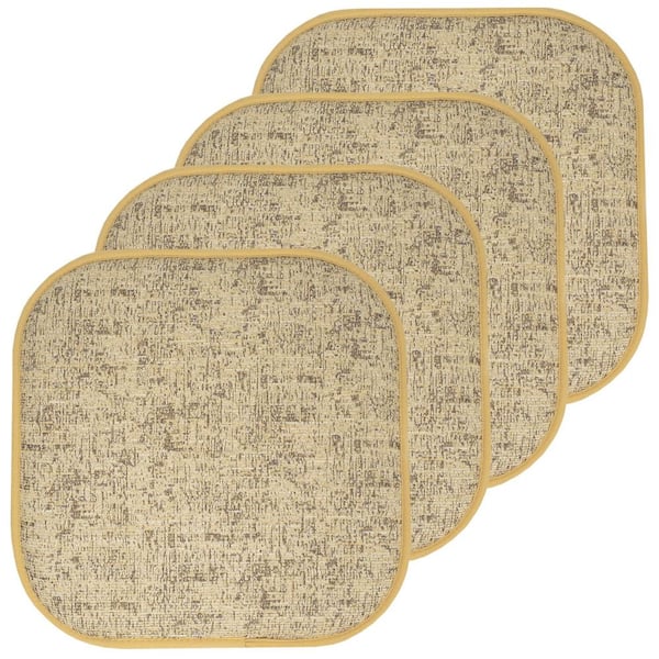 Sweet Home Collection Broadway Square Memory Foam 16 in.x16 in. Non-Slip Back, Chair Cushion (4-Pack), Camel/Brown