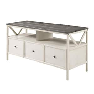60 in. Grey/White Wash Distressed Wood Farmhouse 3-Drawer TV Stand Fits TVs up to 65 in.