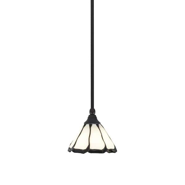 Unbranded Sparta 100-Watt 1-Light Espresso Shaded Pendant Light Mini Pendant with Pearl and Black Glass, No Bulb Included