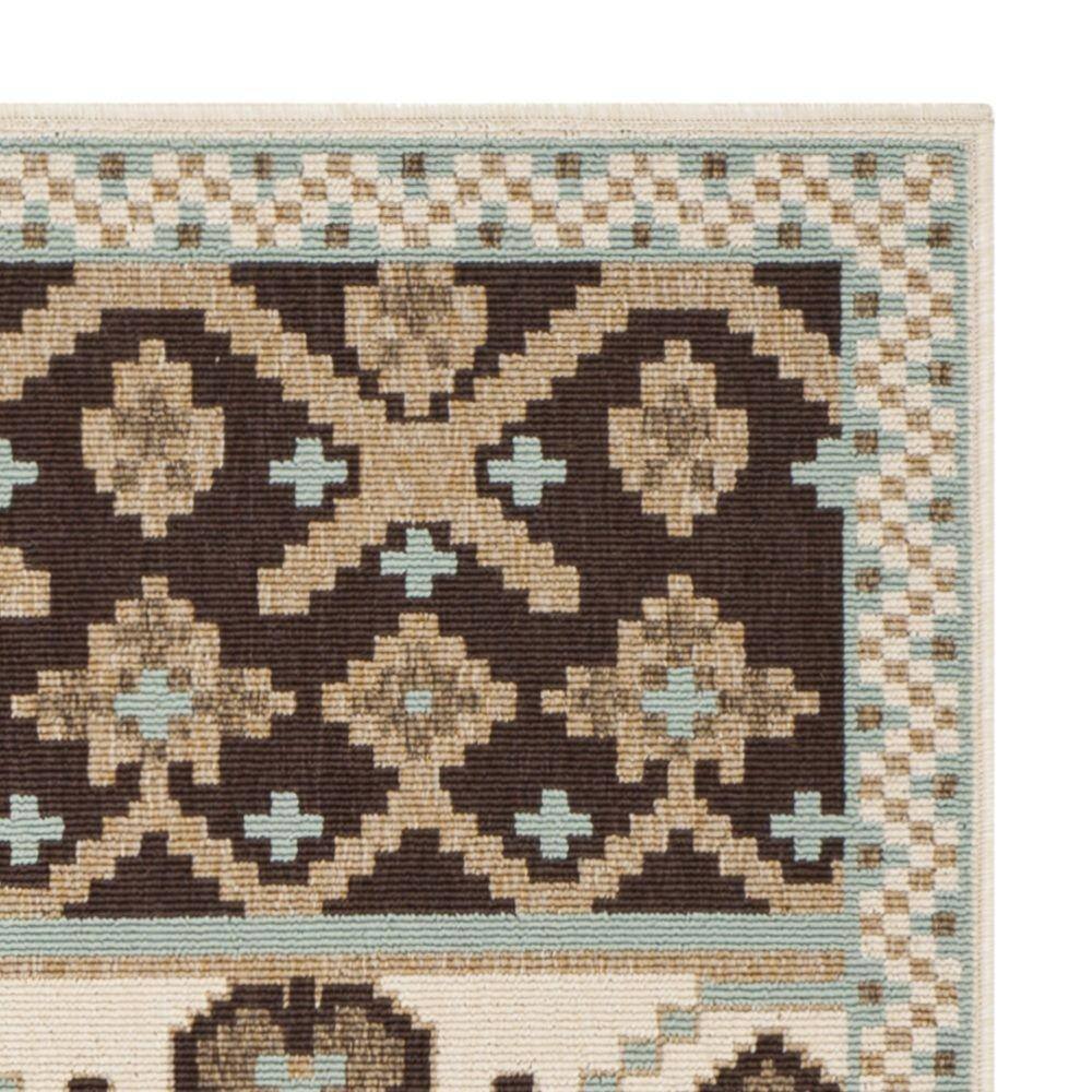 Cream and Chocolate Synthetic Rectangular Indoor/Outdoor Rug