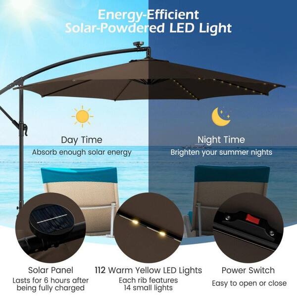 ITOPFOX 10 ft. Market Offset Patio Umbrella with 112 Solar-Powered LED  Lights H2SA22OT138 - The Home Depot