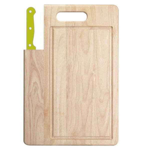 Ginsu Essentials 2-Piece Wooden Cutting Board with Santoku Knife